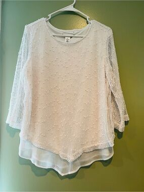 Lightweight White Layered Knit Top